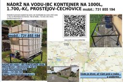 NÁDRŽ NA VODU-IBC KONTEJNER 1000L 1.700,-Kč PV-ČECHOVICE 82a